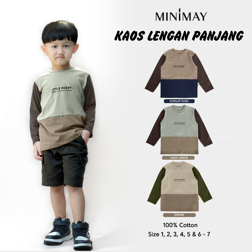 MINIMAY Kaos Anak Lengan Panjang Kombinasi Warna 1 2 3 4 5 Tahun Minimay Maysara