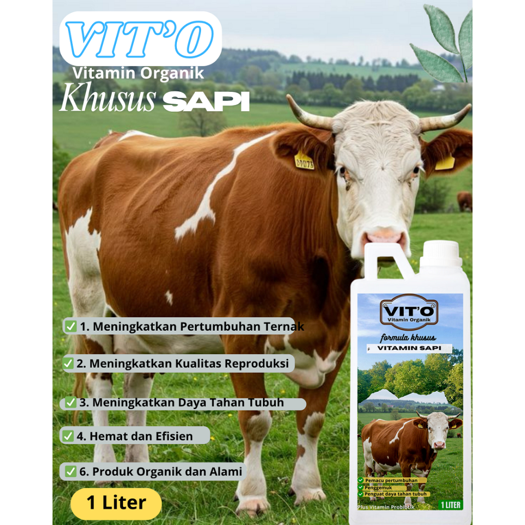 VitO - Vitamin khusus 1 liter booster penggemuk Sapi dan vitamin pencernaan serta imun