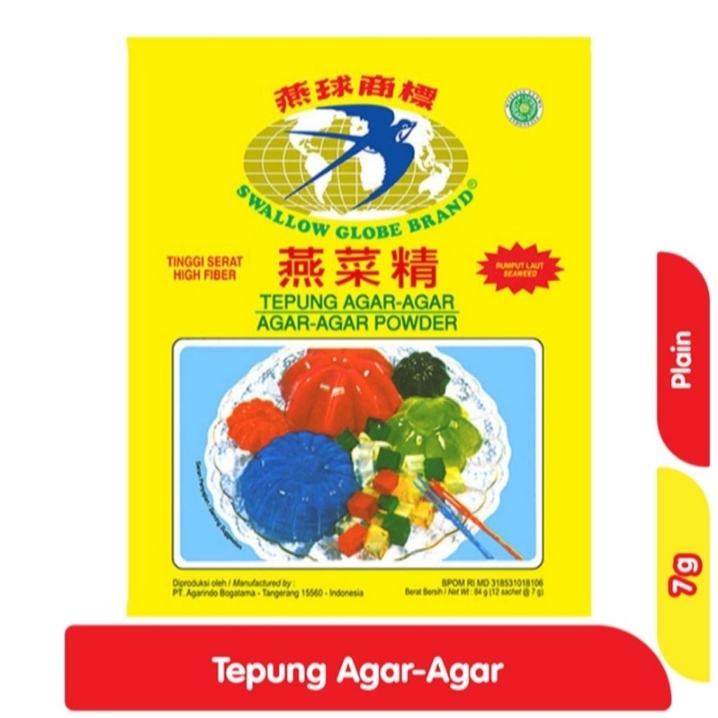 

Swallow Globe Tepung Agar-Agar Plain 7 g