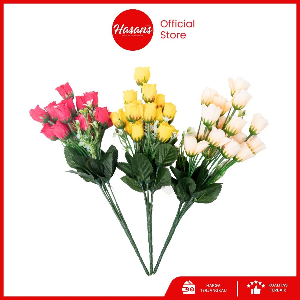 Bunga Mawar Latex Premium / Bunga Mawar Artificial / Bunga Mawar Palsu Plastik / Bunga Mawar 17