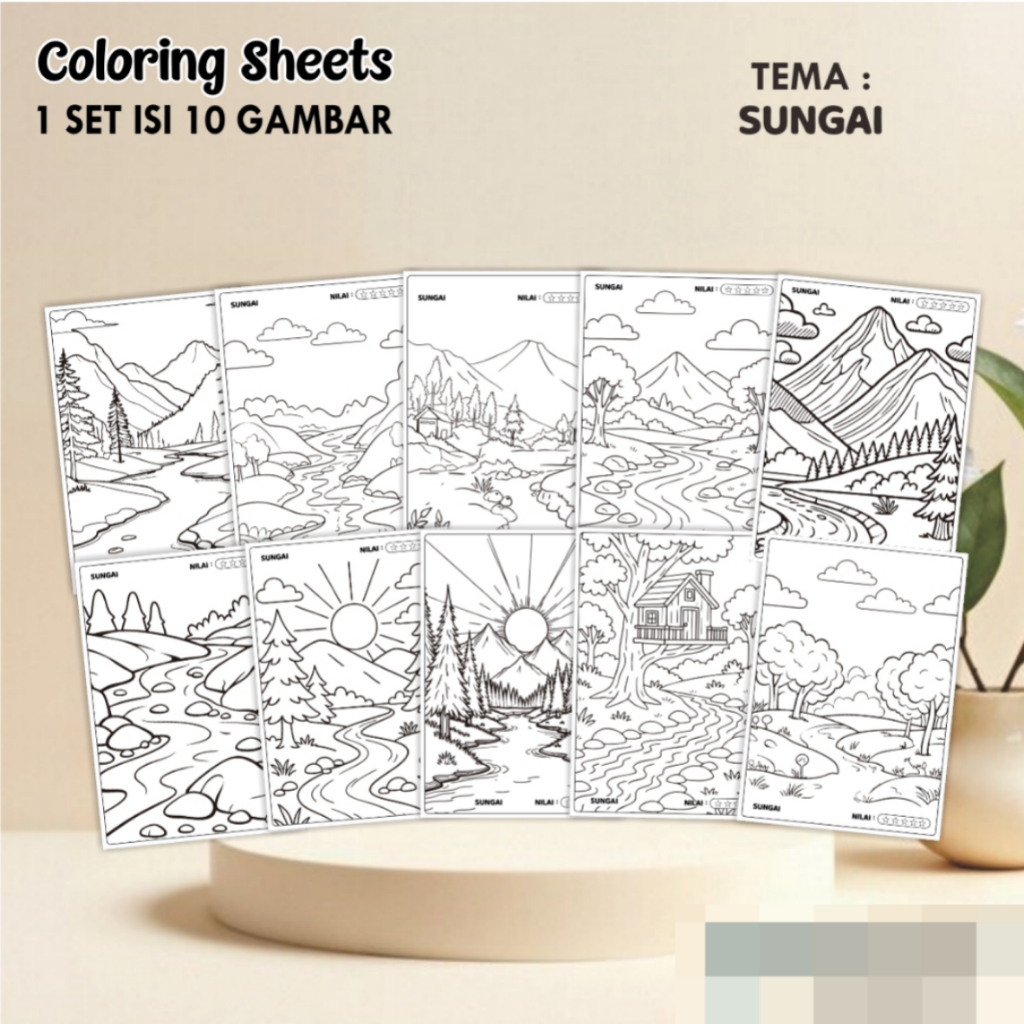 

KERTAS GAMBAR MEWARNAI TEMA SUNGAI A4 ISI 10 LEMBAR - COLORING SHEET FOR KIDS READY STOCK