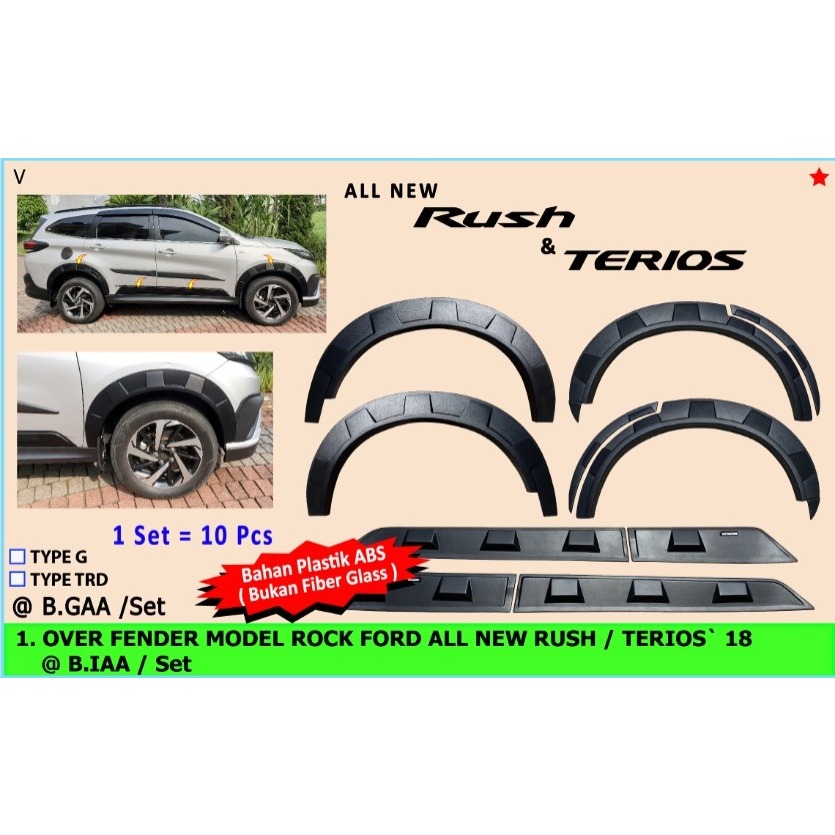 FULLSET Over Fender + List Body Model Rock Ford All New Rush/ Terios 2018