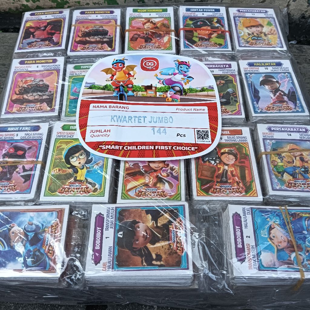 12 SACHET MAINAN KARTU GAMBAR BOBOIBOY GALAXY GENTAR WARTET Jadul KWARTET 4,5x6,5cm Grosir