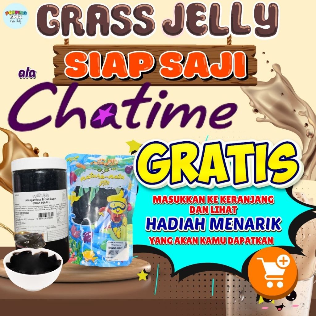 

GRASS JELLY POWDER SIAP SAJI ALA CHATIME– CINCAU HITAM LEMBUT SIAP SAJI 1KG | UNTUK TOPPING MINUMAN – POPPING BOBA MELETUS PECAH DIMULUT NATA JELLY