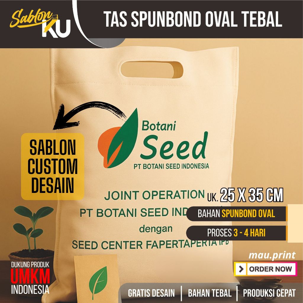 

Godie bag tas kain spunbond custom desain sablon oval 25x35 cm kantong belanja bingkisan murah