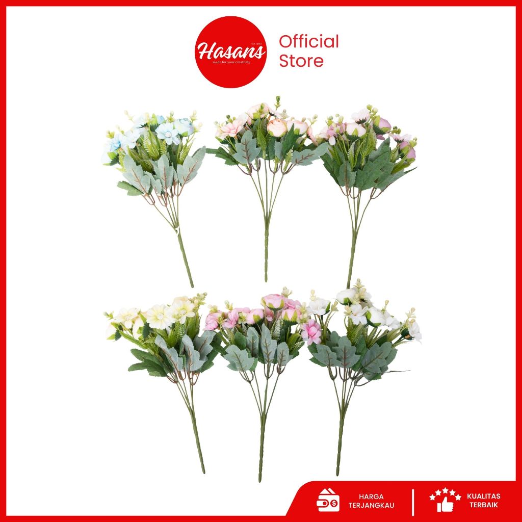 Bunga Mawar Latex Premium / Bunga Mawar Artificial / Bunga Mawar Palsu Plastik / Bunga Mawar Mix Fy-