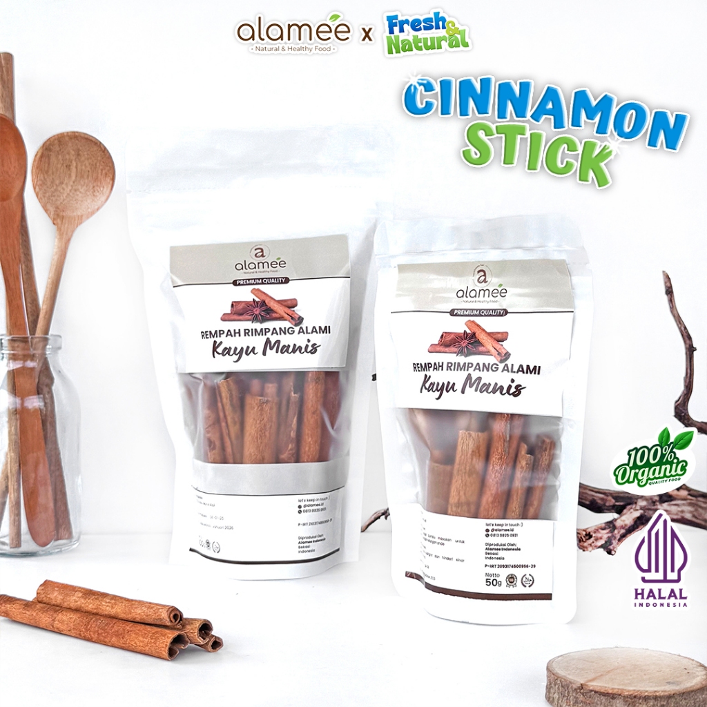 

ALAMEE Kayu Manis Batang Cinnamon Stick Rempah Rimpang Organik Alami Bumbu Masak Dapur Seasoning 50g fresh and natural
