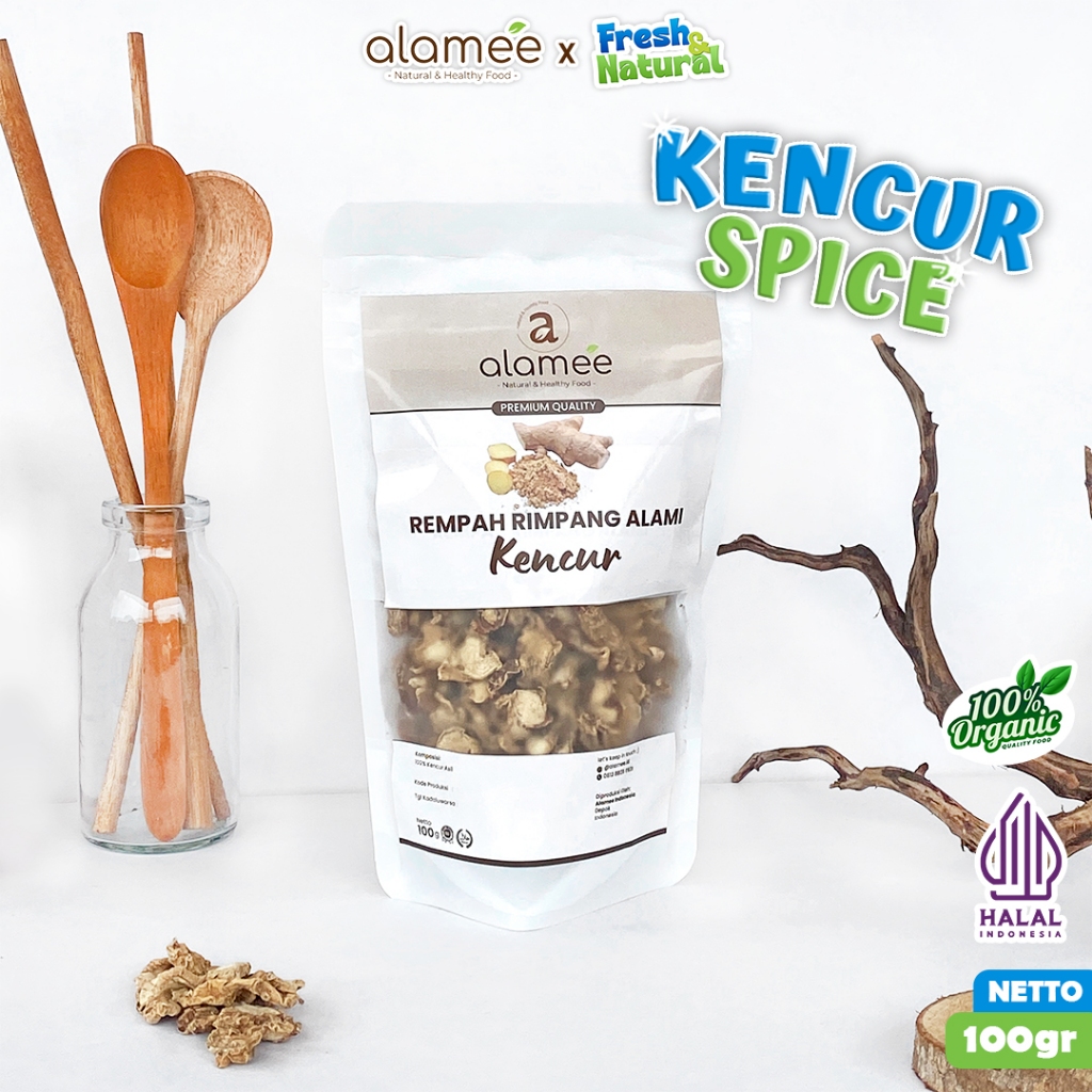 

ALAMEE Kencur Kering Dried Galangal Rempah Rimpang Organik Alami Bumbu Seasoning Masakan Masak 100gr fresh and natural