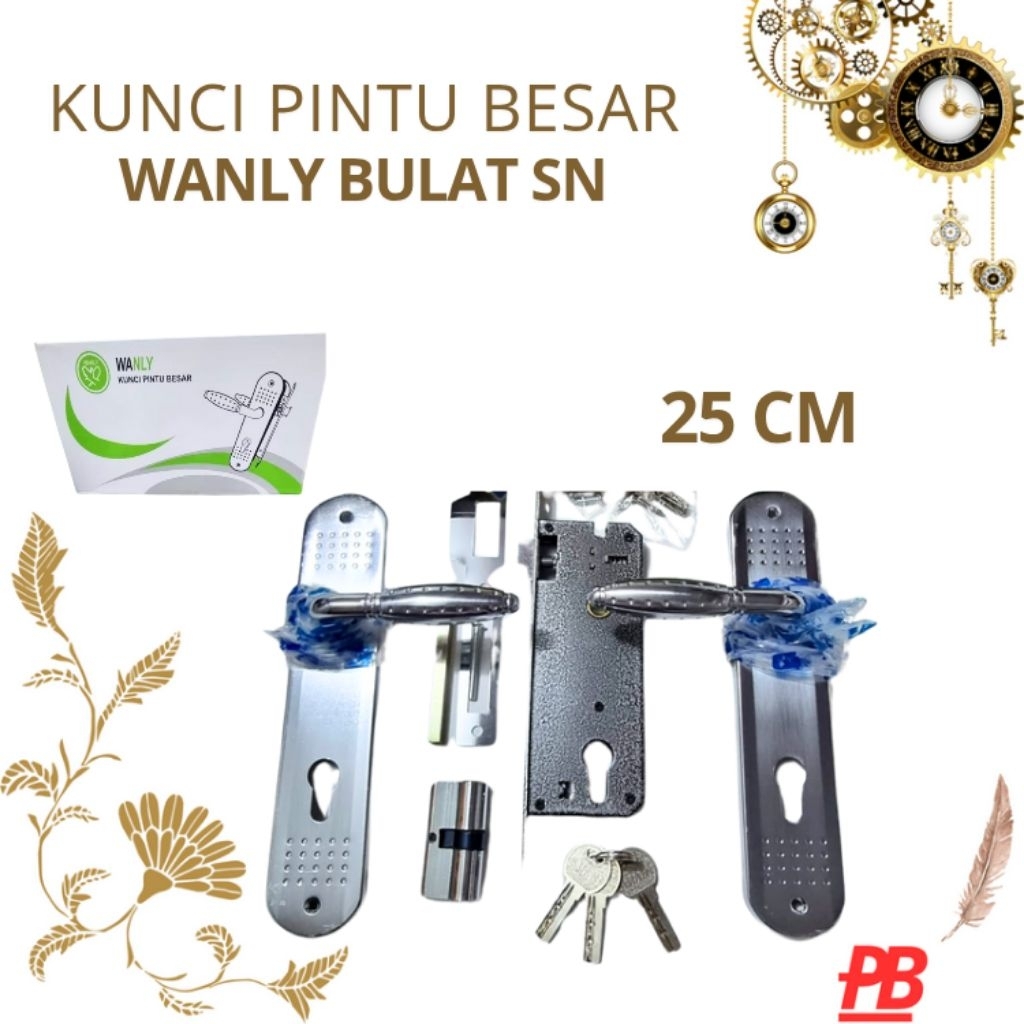 Kunci Pintu Besar / Slot Pintu BESAR WANLY BULAT SILVER