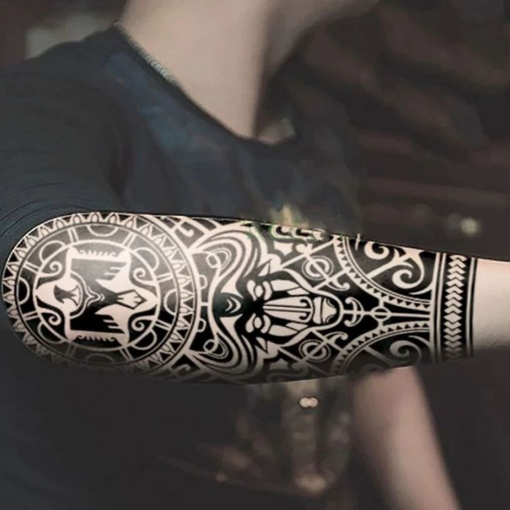 Tattoo Tato Temporer Tempel Tahan Air Sementara Seri J 523 Tribal Banteng