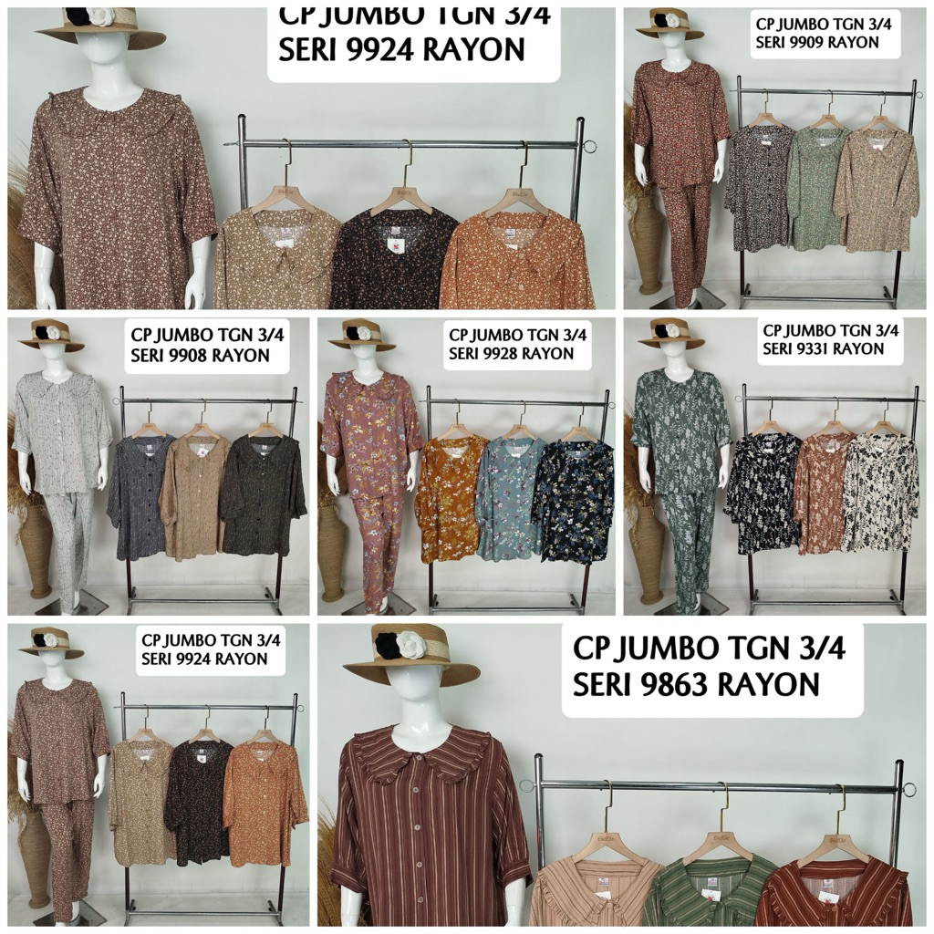 (181944) SIE LIE CP Rayon Lengan 3/4  jumbo (XXL) baju tidur cantik/bahan rayonn