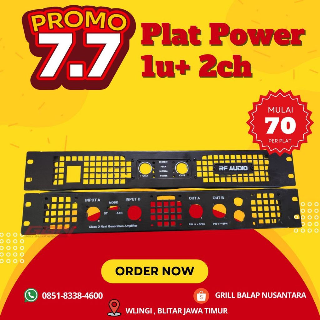 PLAT POWER 1,5U 2CH CUSTOM NAMA