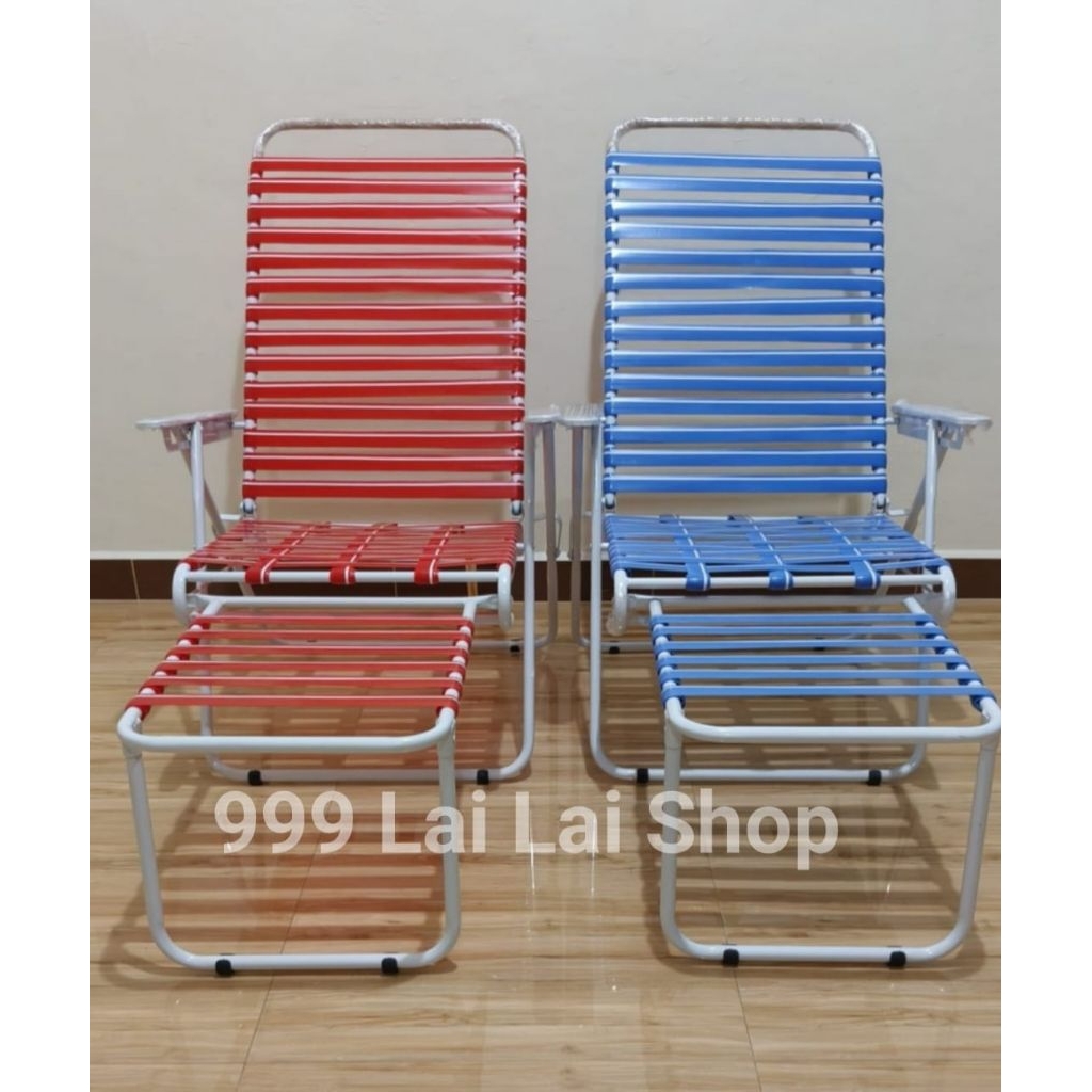 Kursi Santai Lipat Tali Karet Pipih Warna / Folding Chair