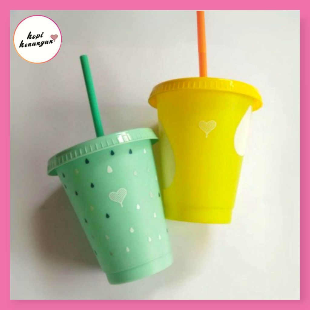 Tumbler Botol Minum Kopi Kenangan Raindrop Cups 470ml Gelas Tumbler/Gelas Tutup Color Yellow
