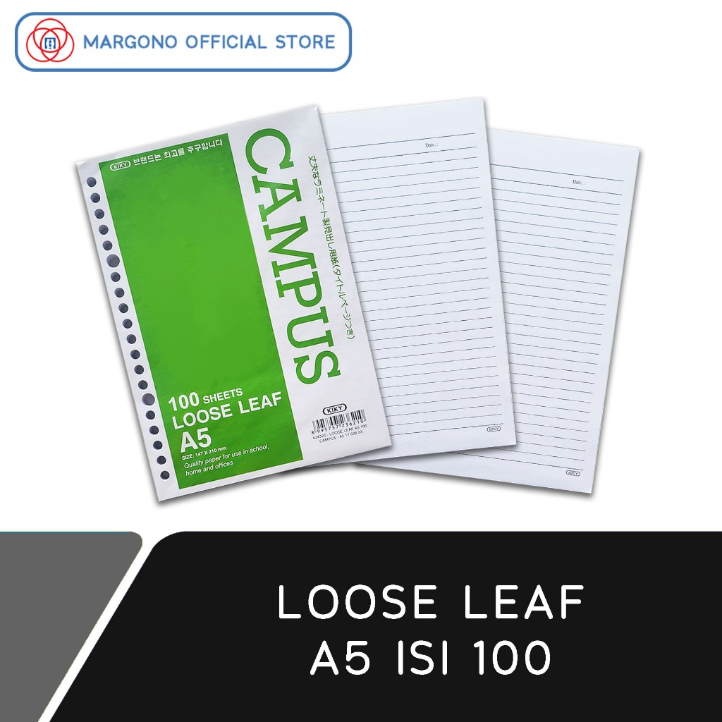 

KY Loose Leaf Kertas Isi Binder Campus Bergaris A5 - 100 Lembar