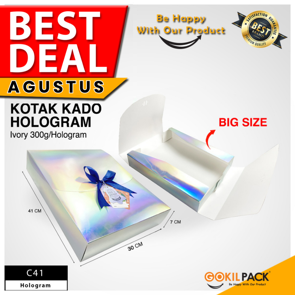

Kotak Kado Hologram - Box Hampers - Dus Hadiah Silver Hologram - C41