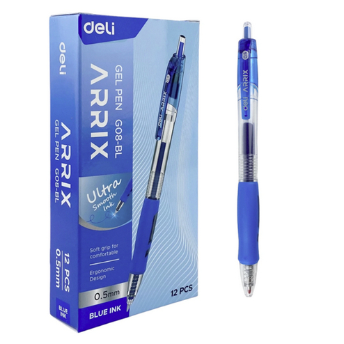 

pulpen gel DELI ARRIX G08-BL 0.5 mm 12 pcs