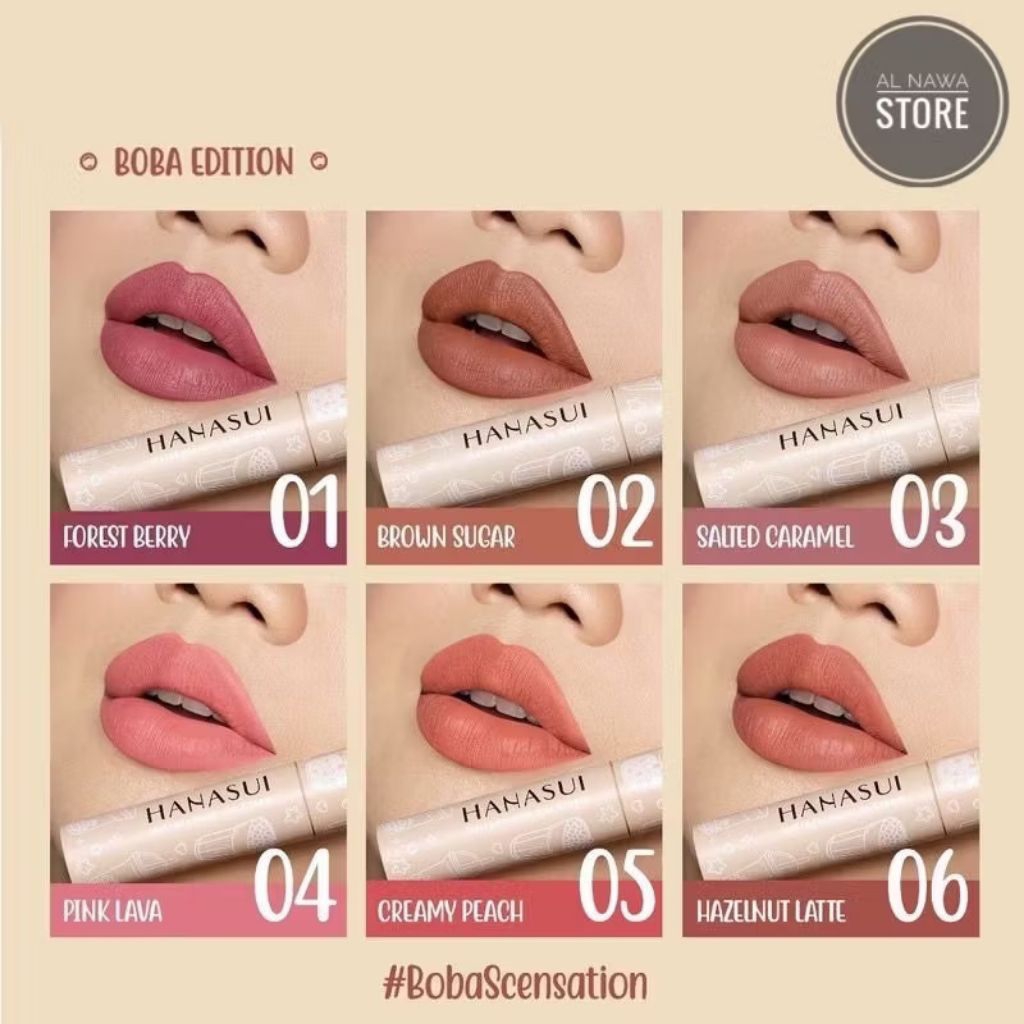 Grosir Hanasui Mattedorable Moisturizing Lip Cream Boba Edition Lip Matte Cream Hanasui Seperti Lip 