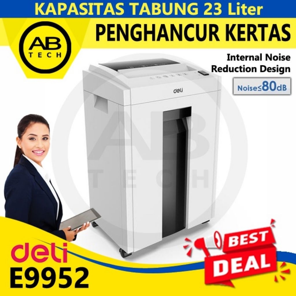Deli Paper Shredder E9952 Mesin Penghancur Kertas 23L Garansi Resmi - Mesin Penghancur Kertas Deli E