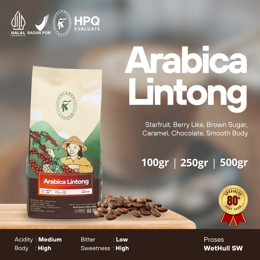 

CELEBES COFFEE - Kopi Arabika / Arabica Lintong - 100gr / 250gr / 500gr - Biji / Bean / Bubuk