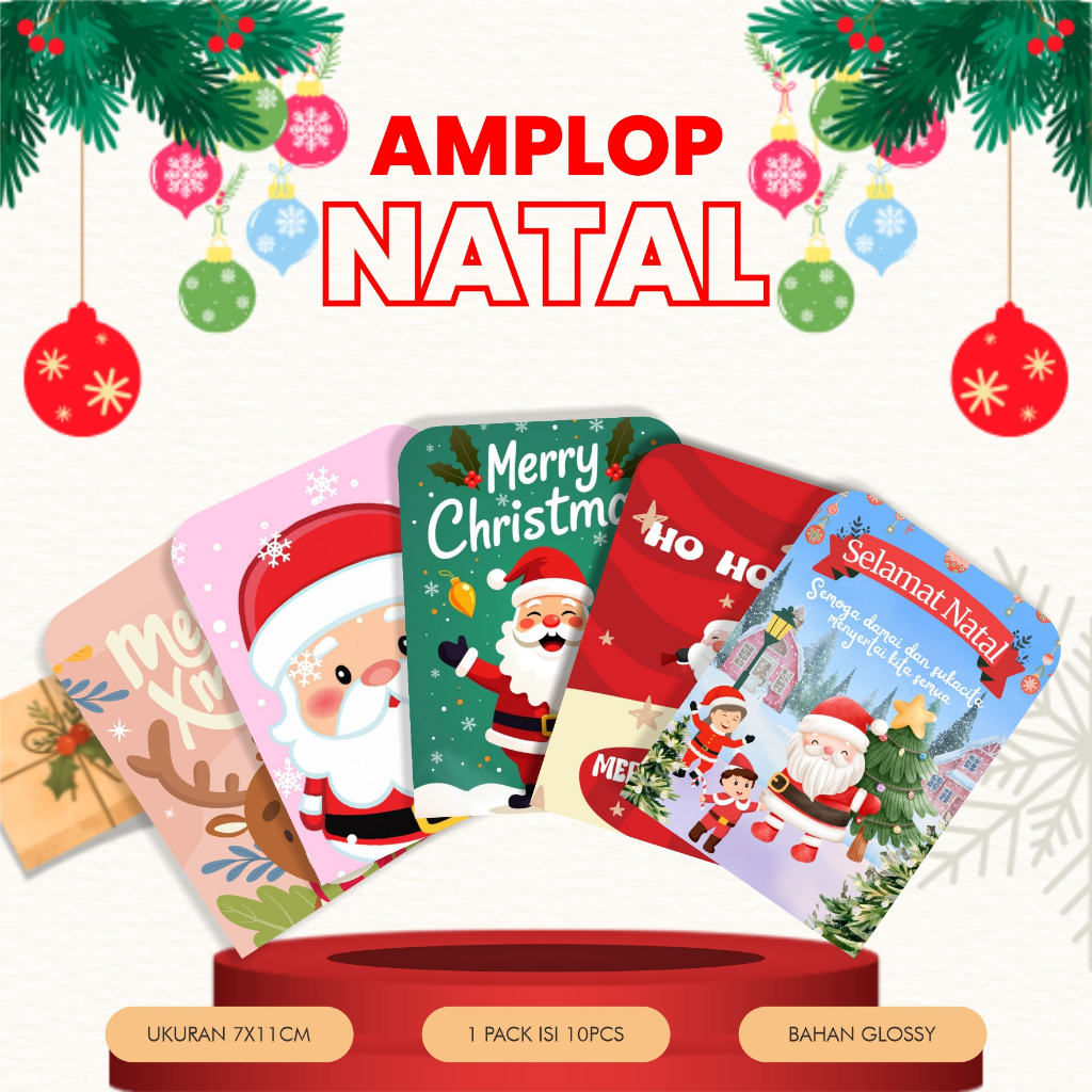 

Amplop Natal isi 10 Christmas Xmas Santa Claus Sinterklas