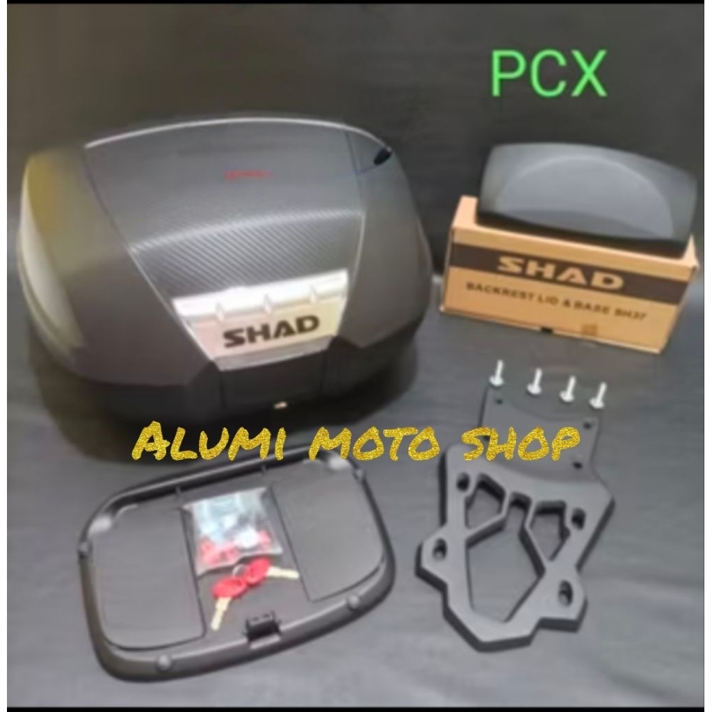 paketan box shad sh 44 komplit sandaran & breket box bintang pcx karbu pcx150 pcx160