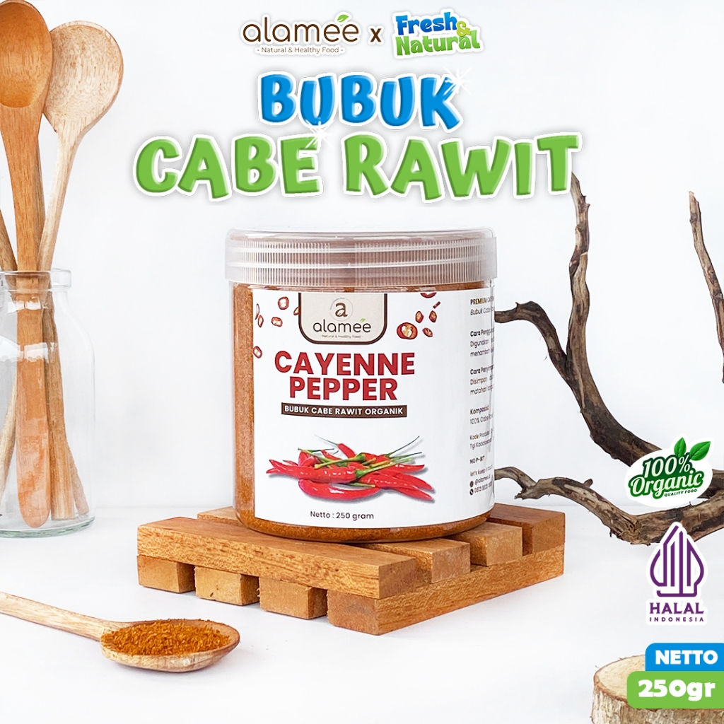 

ALAMEE Bubuk Cabe Rawit Cayenne Pepper Seasoning Powder Tanpa Campuran Bumbu Masakan Dapur 250gr fresh and natural