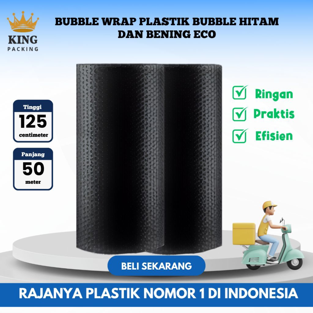 

Plastik Gelembung Bubble Wrap ECO King Packing Roll 50m x 125cm Warna Bening & Hitam Merk King Packing