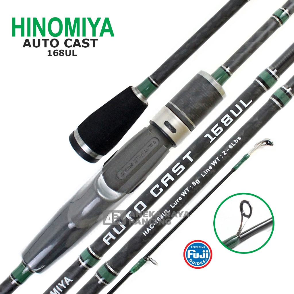 Joran Spinning Hinomiya Auto Cast | Fuji Alconite Ring Carbon Blank | Ultra Light Pinggir Laut | Ane