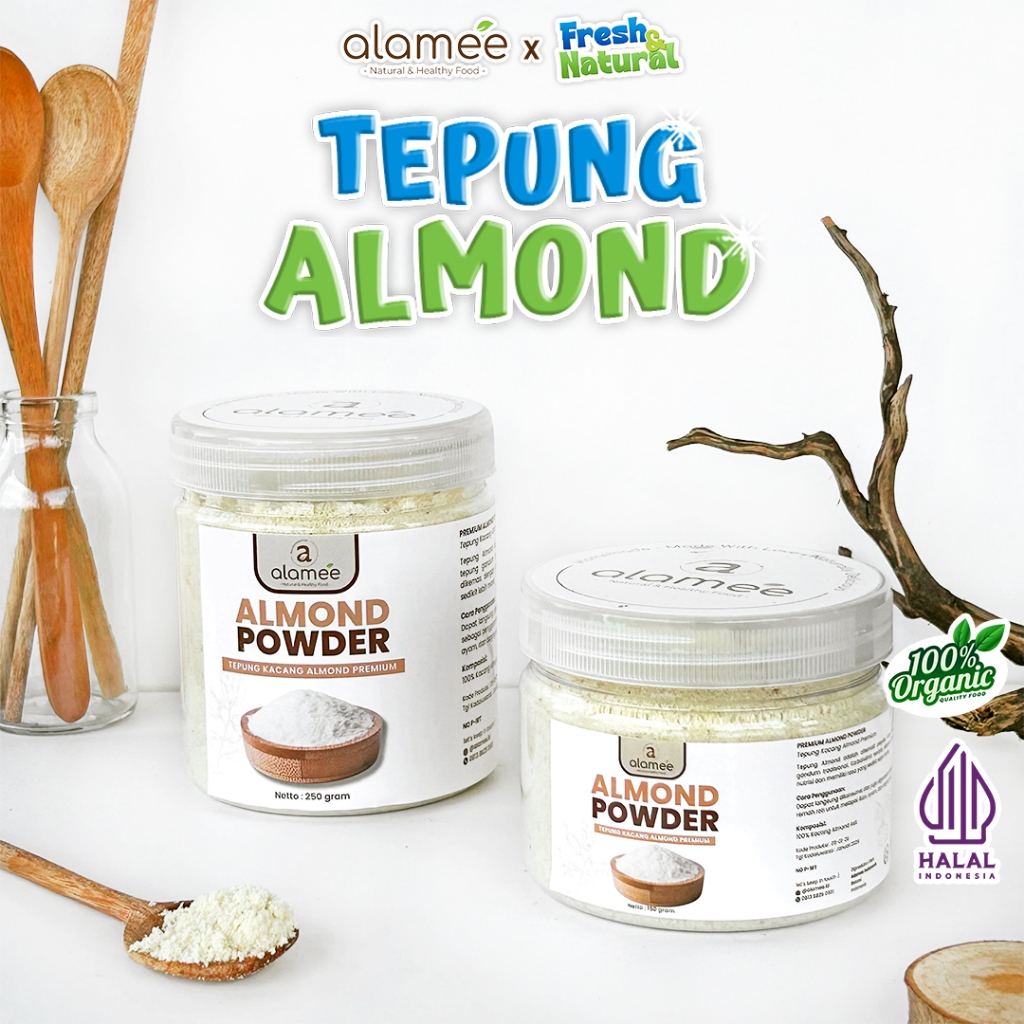 

ALAMEE Tepung Almond PREMIUM Bubuk Almond Powder Almond Flour Tanpa Campuran Gluten FREE 250gr fresh and natural