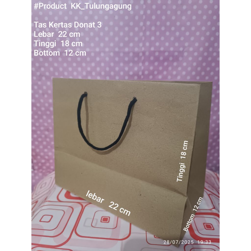 

Tas Kertas/ Paperbag Donat 3 polos Coklat 22x18x12