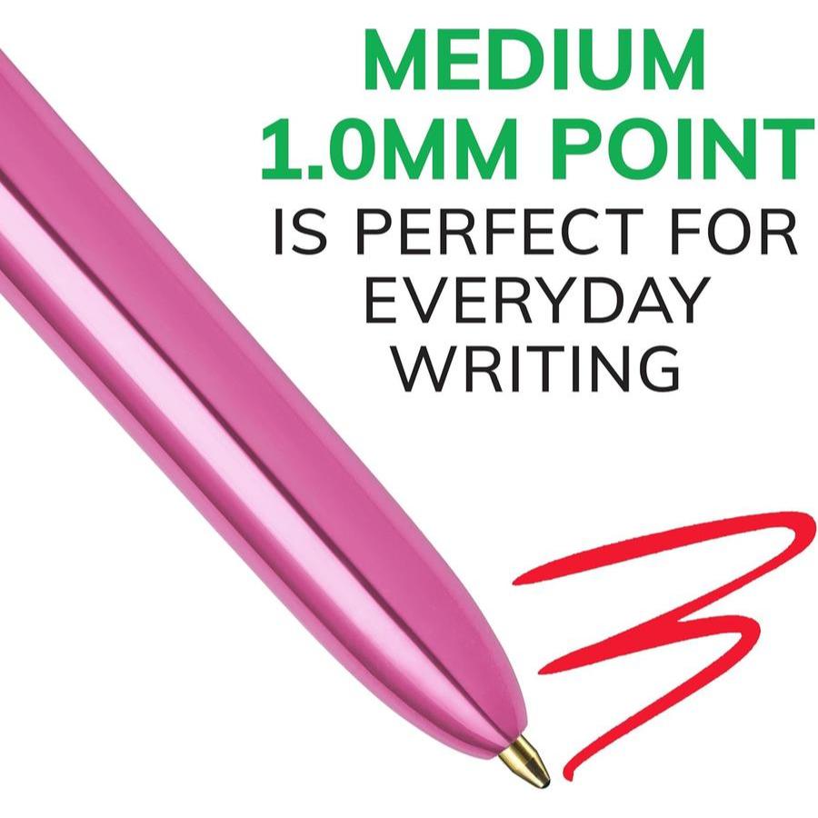 

BIC 4-Color Shine Retractable Ball Pen Metallic Barrel Medium Point 1.0mm - Bolpen 4 warna
