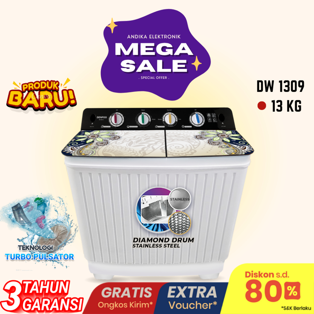 Mesin Cuci Denpoo 13 KG DW 1309