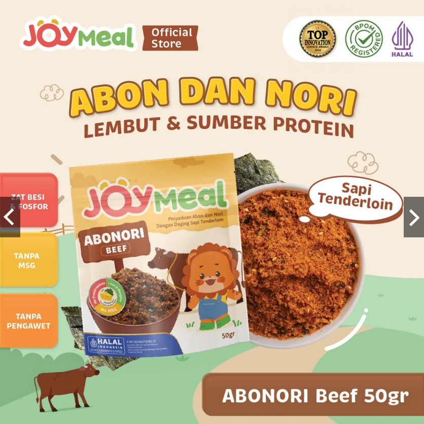 

JoyMeal AboNori BEEF Original 50gr / Abon Ori Chicken | Perpaduan Abon dan Nori dengan Daging Sapi Tenderloin