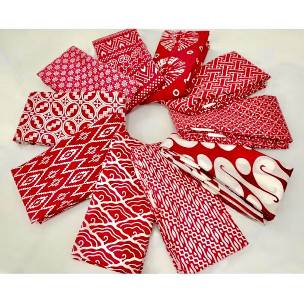 Kain Batik Perinting merah Putih bahan katun Prima seragam Bridesmaid Tradisional Batik Pekalongan f