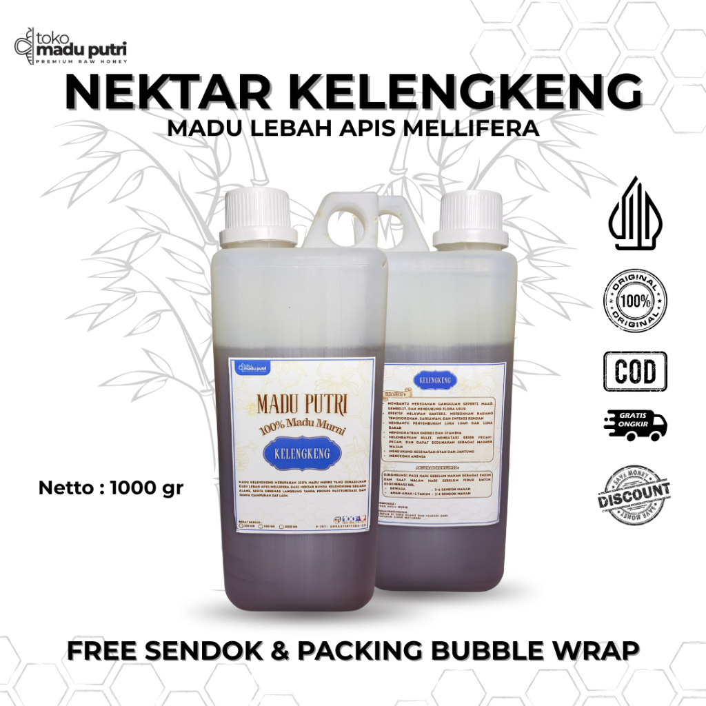 

Madu PutriMadu Klengkeng 1Kg dan 500Gr – Madu Murni Asli Nektar Bunga Klengkeng, Manis Wangi Alami