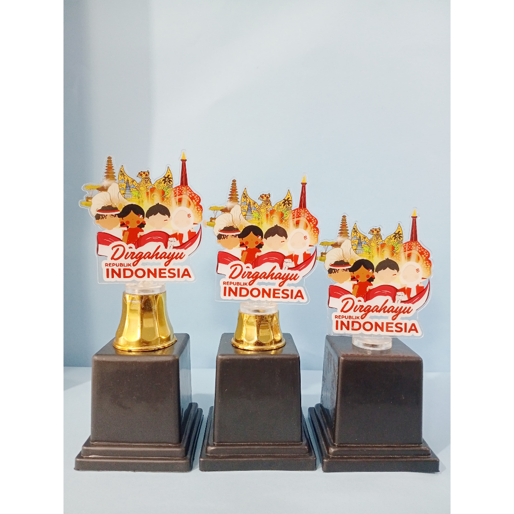 PIALA AKRILIK 1 SET KOMBINASI RASER | PIALA KEMERDEKAAN | PIALA HUT RI