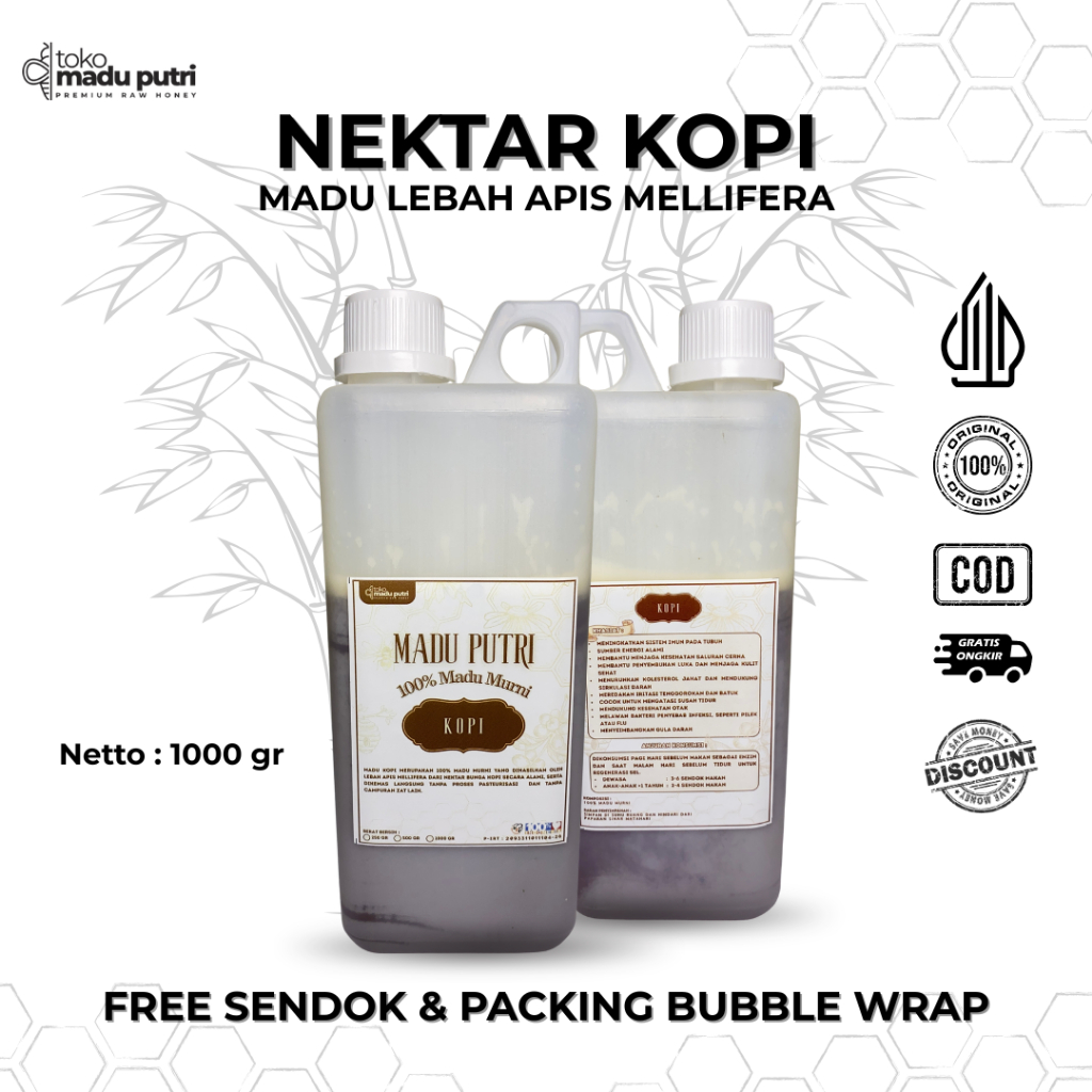 

Madu Putri Madu Kopi 1Kg dan 500Gr – Madu Murni Nektar Bunga Kopi, Aroma Khas & Kaya Antioksidan