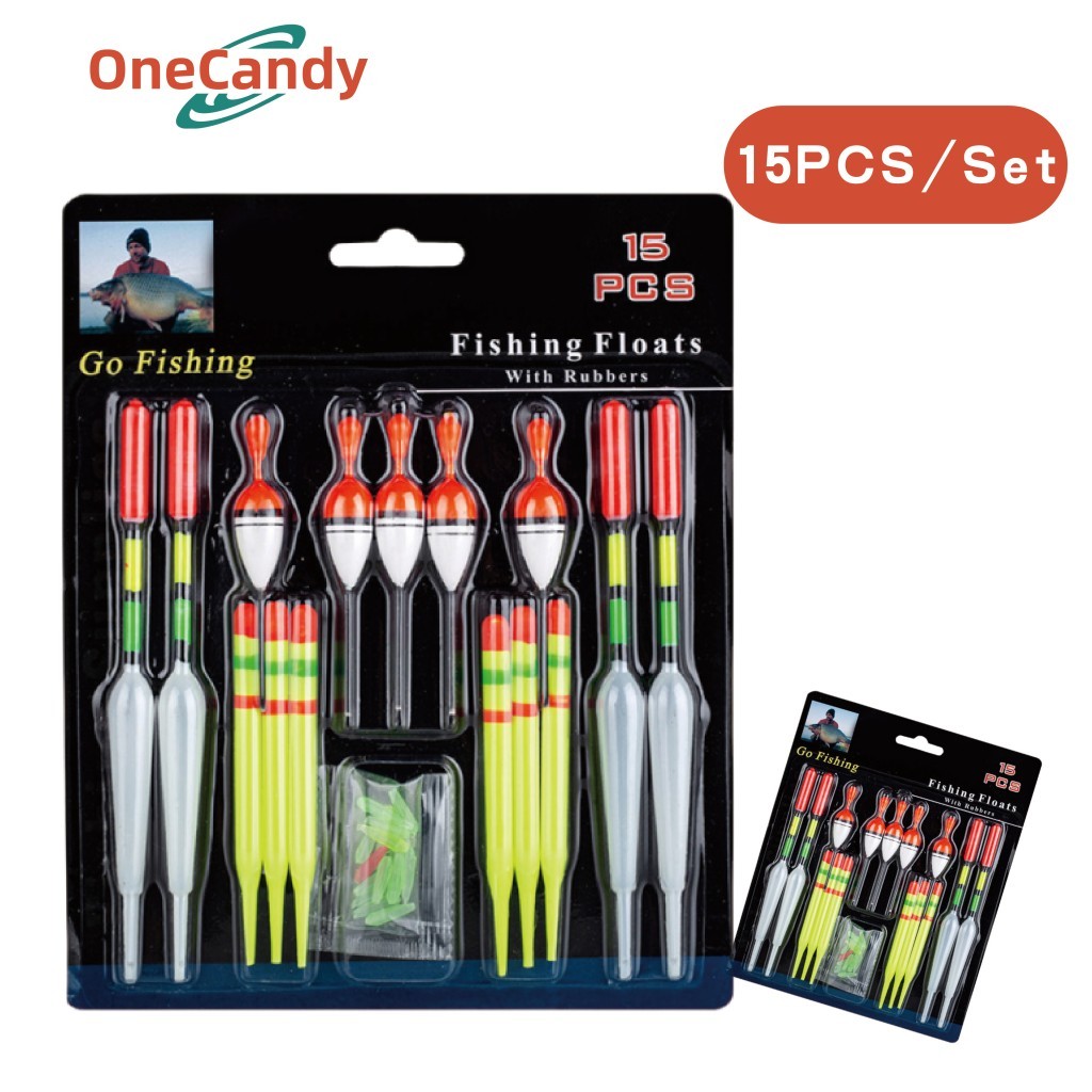 15Pcs/Set Pelampung Kumbul Pancing Luminous Anti Badai Bersinar Dimalam Hari Pelampung Pancing Kumbu