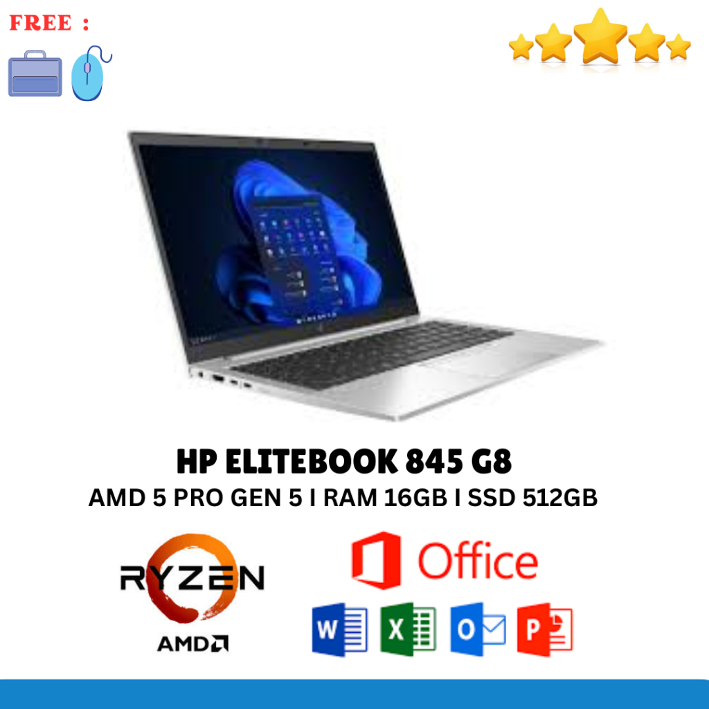 LAPTOP HP ELITBOOK 845 G8 AM RYZEN 5 PRO 5650 RAM 16GB SSD 512GB  BERGARANSI