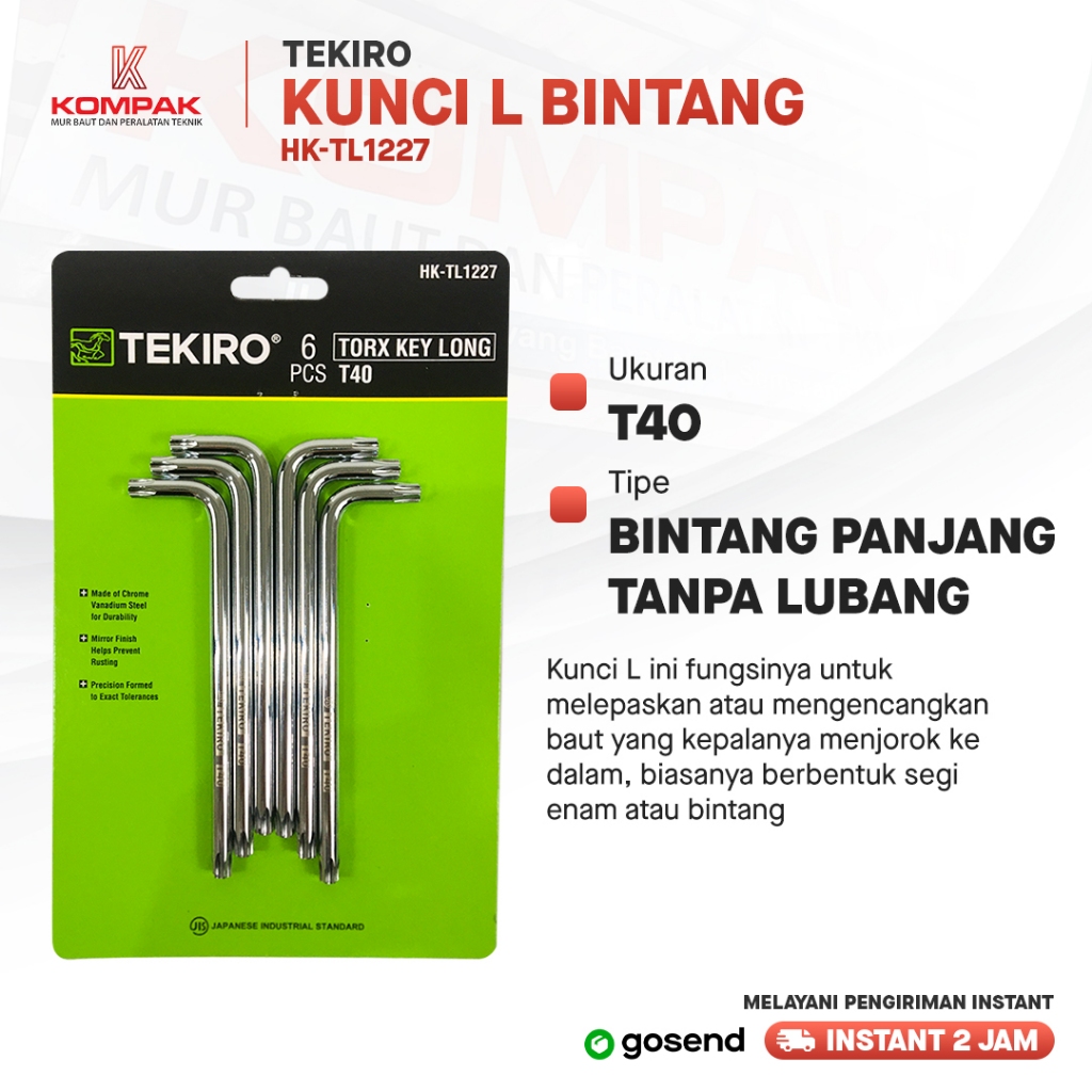 TEKIRO kunci L bintang T40 ORIGINAL