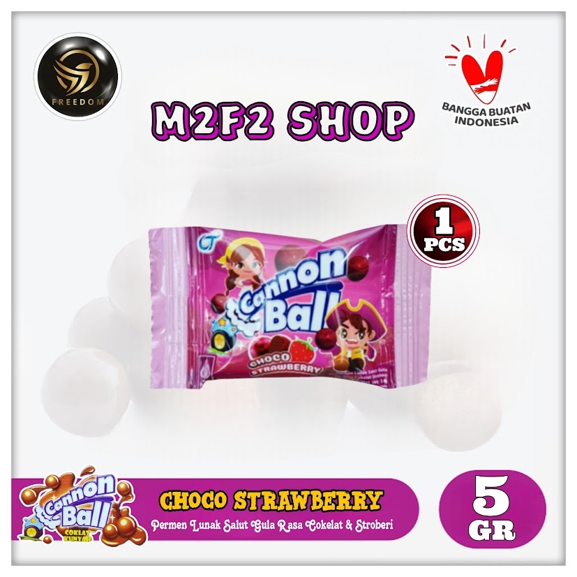 

Permen Lunak Cannon Ball Choco Strawberry | Rasa Cokelat Stroberi Sachet - 5 gr (Kemasan Satuan)