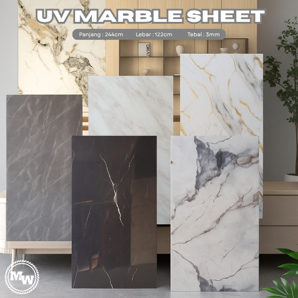 UV MARBLE BOARD PVC SHEET MARMER - MARMER Panel PVC Dekorasi Dinding Motif Corak GOLD Marble PVC 244