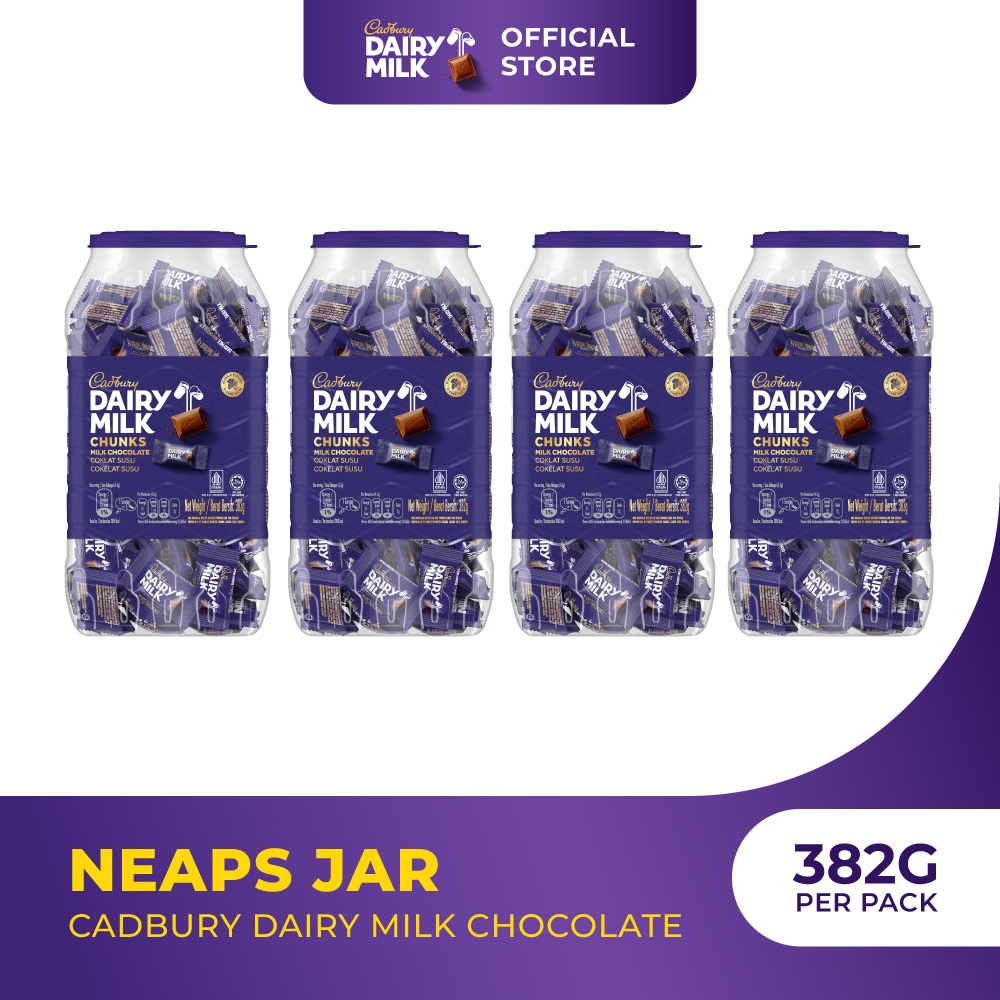 

4pcs Cadbury Dairy Milk Cokelat Neaps Jar 382gr | Coklat dan Susu yang Lembut