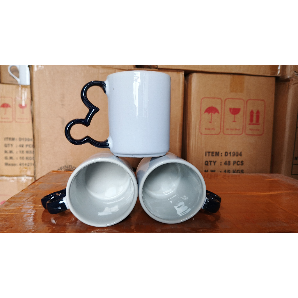 Mug Coating Miki Putih Polos Lokal / Sablon Mug Sublim Super White Lokal Murah + PALET KAYU