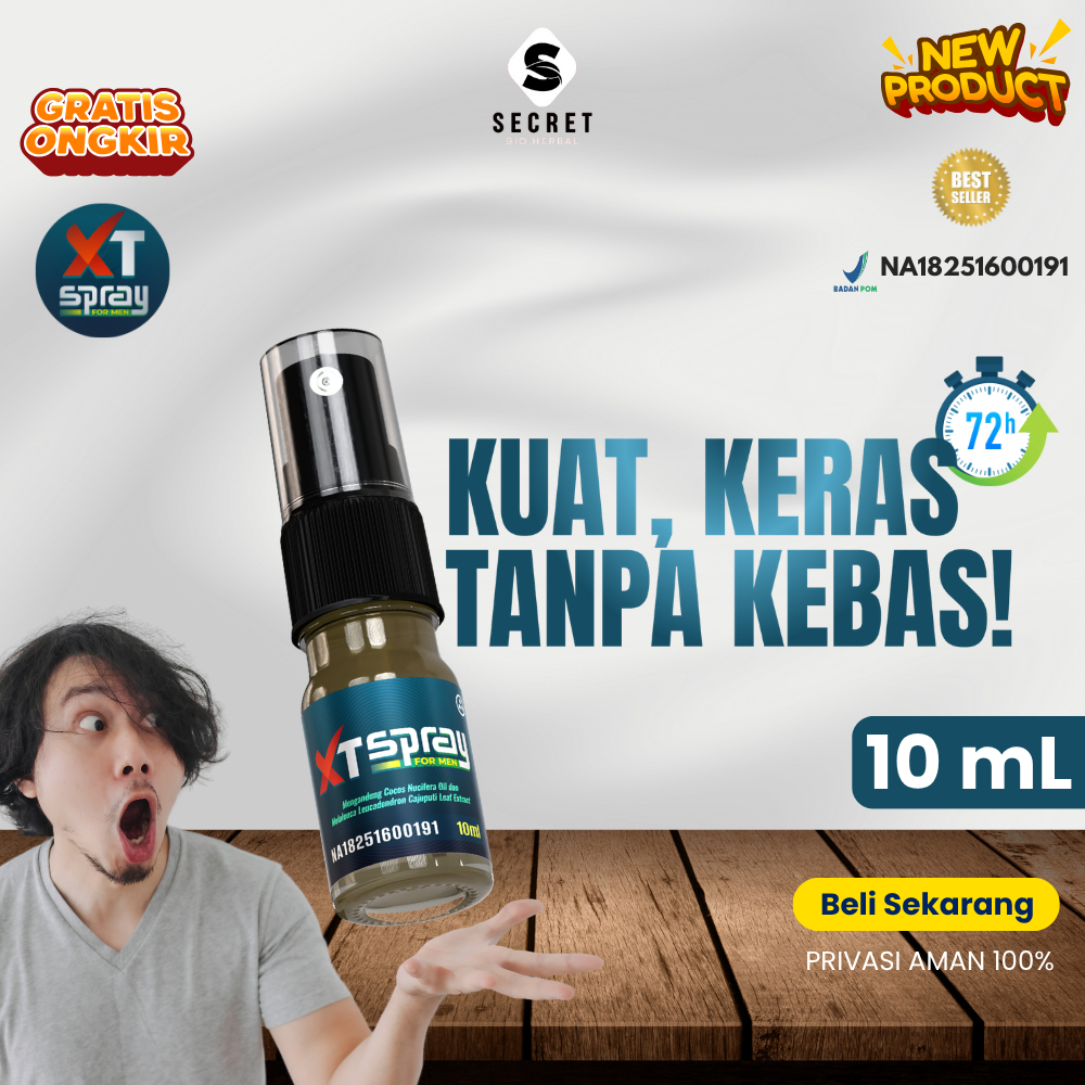 XT SPRAY - Obat Kuat Pria Tahan Lama Praktis mudah dipakai Tidak Kebas Tidak Panas 10ml BPOM