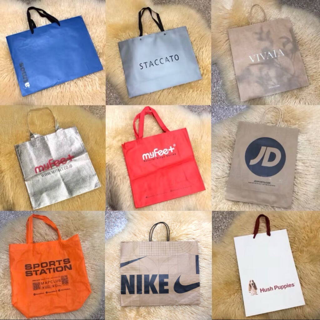 Paper Bag Branded Nike, Staccato, Pedro, Adidas, Charles & Keith CNK, MLB, Nine West, Hush Puppies, 