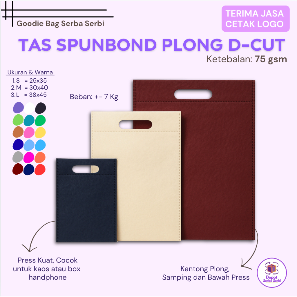 

Tas Spunbond Plong D-CUT – Kantong Souvenir Acara – 20x26 25x35 30x40 - Goodie Bag Cetak Logo