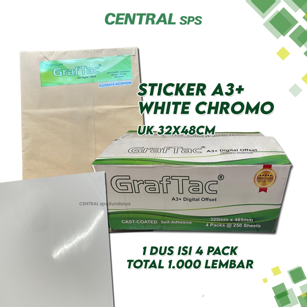 

Graftac Sticker White Chromo/Bontak A3+ Bahan 1000 Lembar - CENTRAL sps