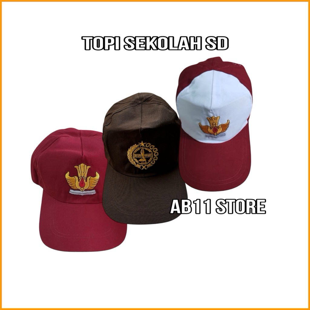 Topi SD topi sekolah SD logo bordir